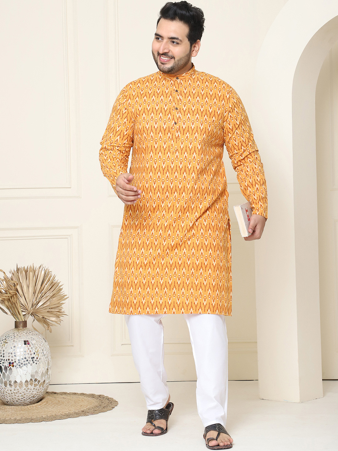 SOJANYA PLUS Men Plus Size Printed Pure Cotton Kurta With Pyjamas