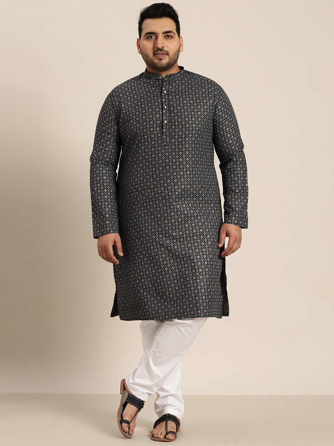 Buy SOJANYA PLUS Men Plus Size Ethnic Motifs Printed Kurta With Pyjamas -  Kurta Sets for Men 22633758