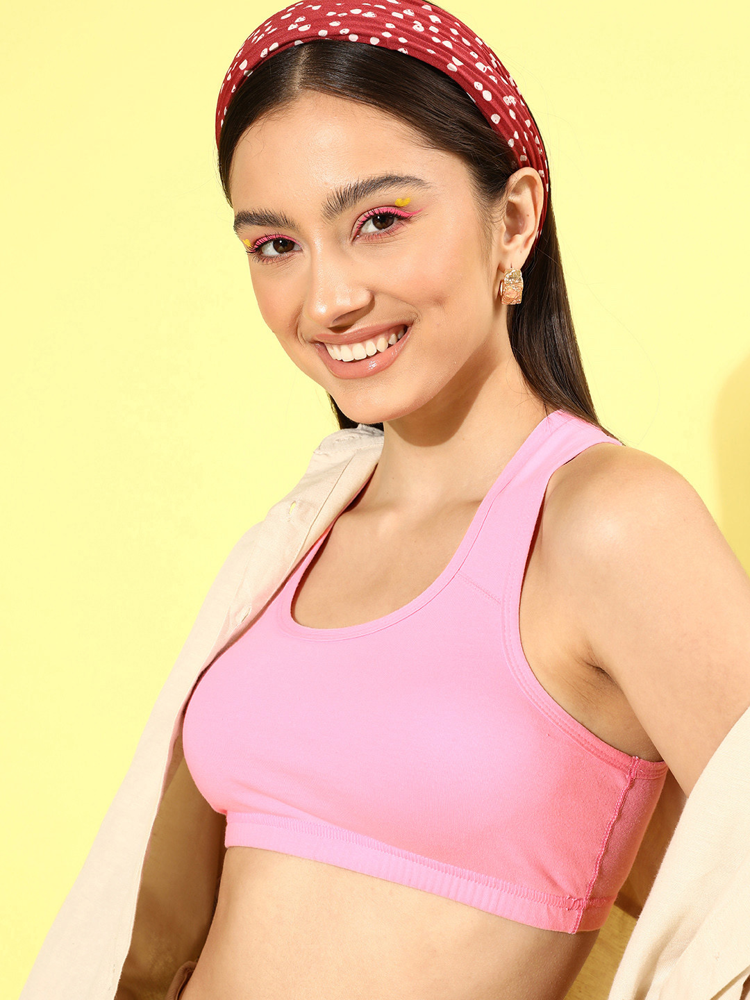 Leading Lady Pink Full Coverage Workout Bra