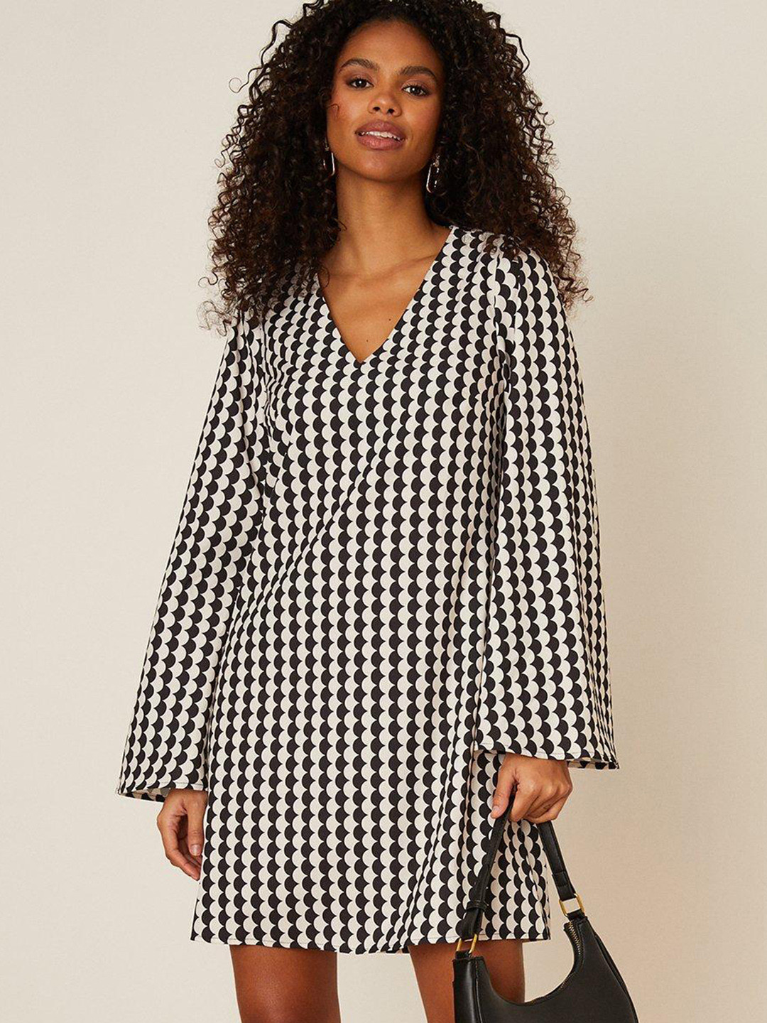 DOROTHY PERKINS Checked Flared Sleeve A-Line Mini Dress