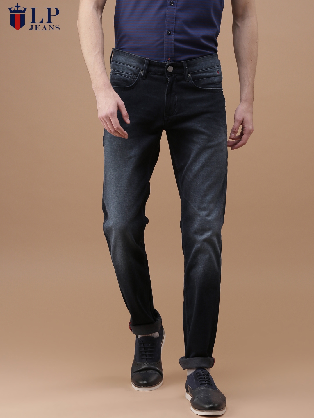 Buy Louis Philippe Jeans Men Navy Blue Matt Slim Fit Low Rise