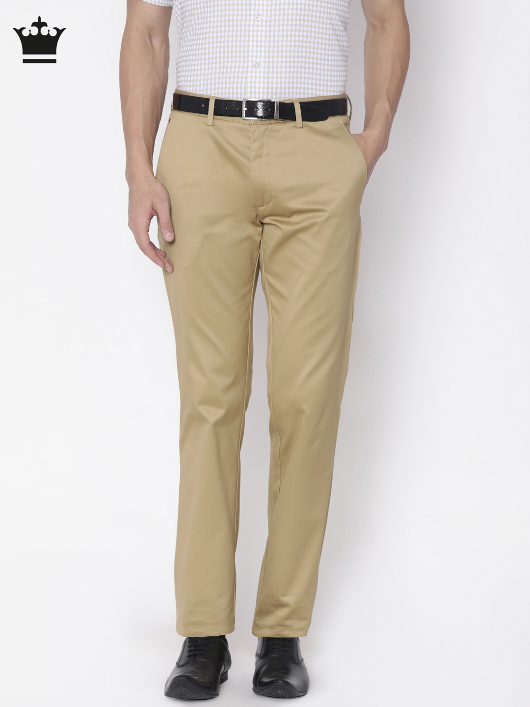 Buy Louis Philippe Beige New Standard Fit Formal Trousers  Trousers for  Men 1284035  Myntra