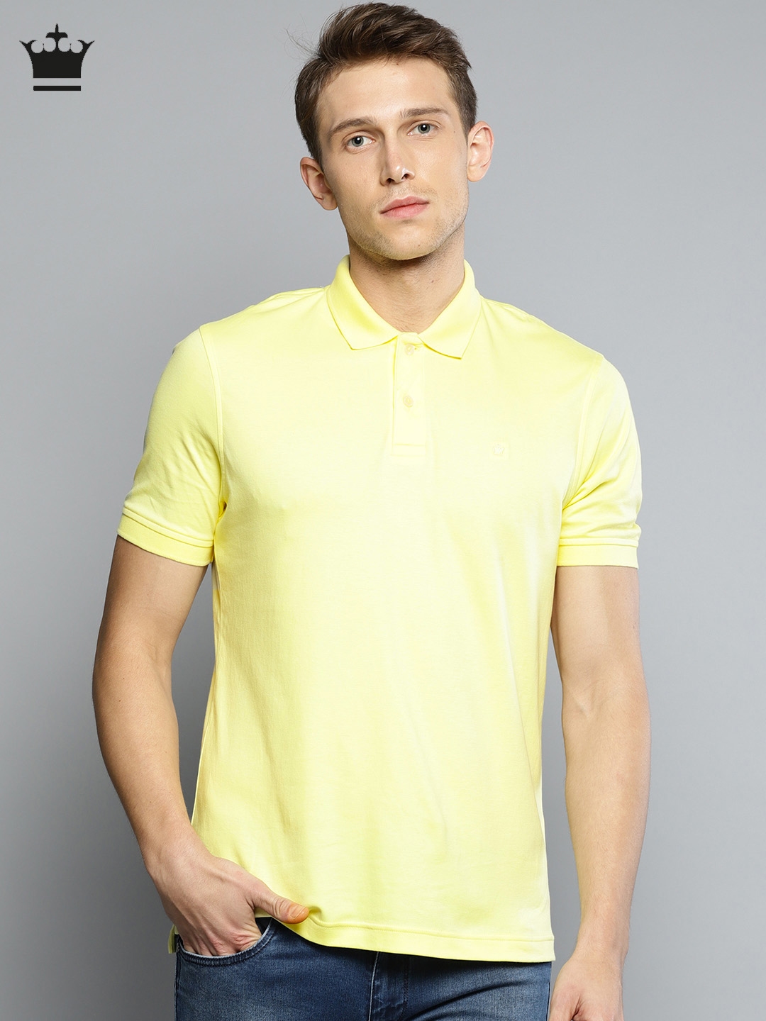 Louis Philippe Men Yellow Solid Polo T-Shirt: Buy Louis Philippe