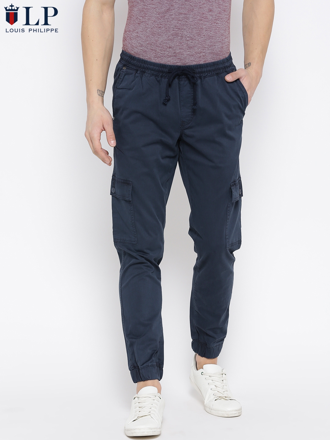 Buy Louis Philippe Sport Men Blue Slim Fit Checked Regular Trousers   Trousers for Men 6813209  Myntra
