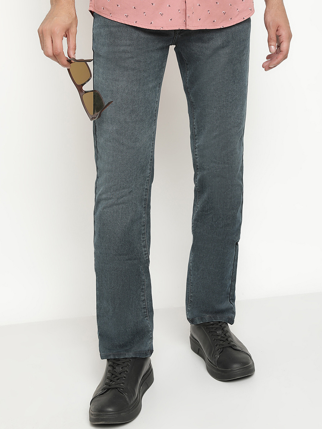 Octave Men Mid-Rise Heavy Faded Medium Shade Stretchable Jeans