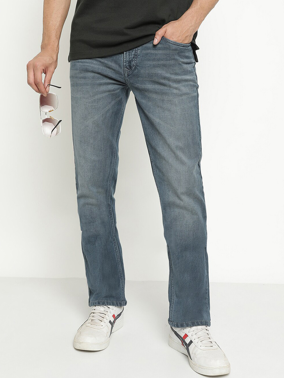 Octave Men Low Distress Heavy Fade Stretchable Cotton Jeans