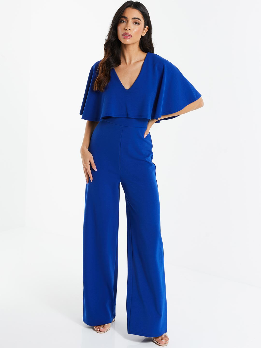 QUIZ V-Neck Ruffles Details Basic Jumpsuit