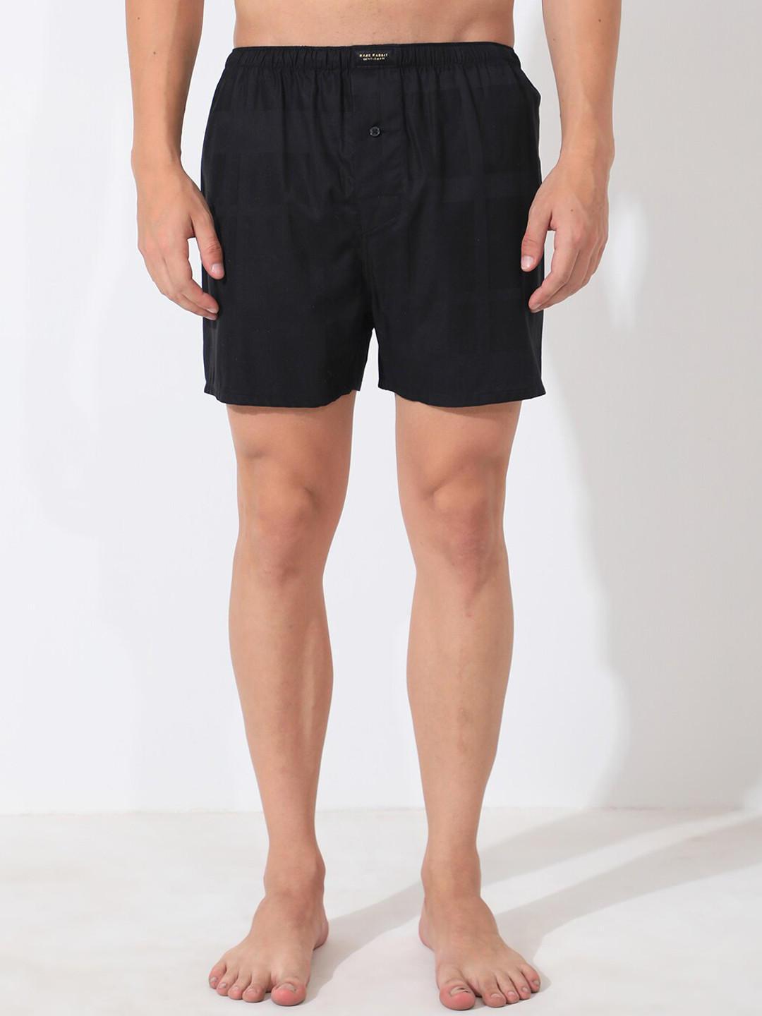RARE RABBIT Men Checked Cotton Boxers- TRAZO BLACK