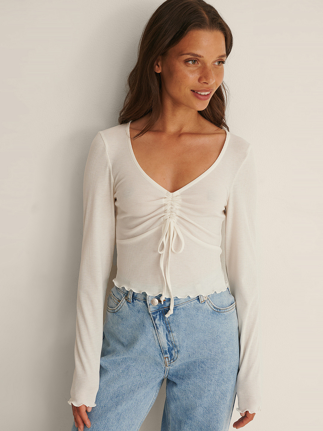 NA-KD Ribbed Ruched Top