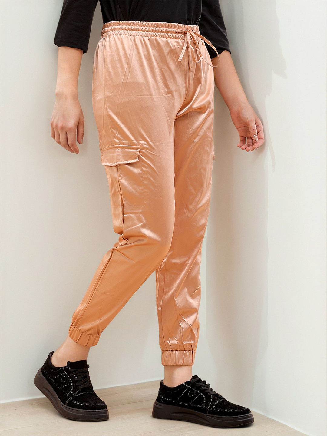 Freehand by The Indian Garage Co Women Gold-Toned High-Rise Joggers