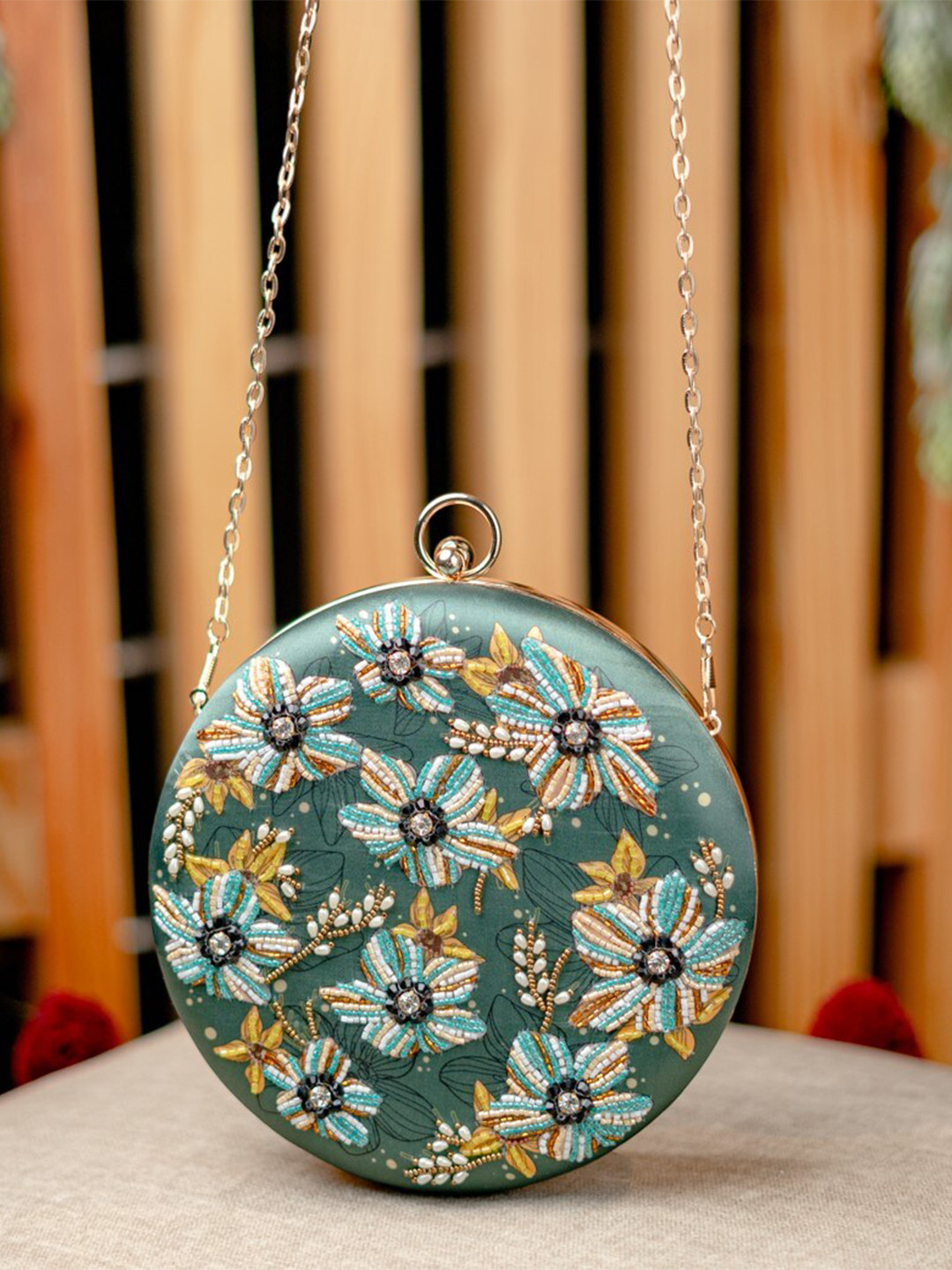 NR By Nidhi Rathi Women Embroidered Fabric Box Clutch