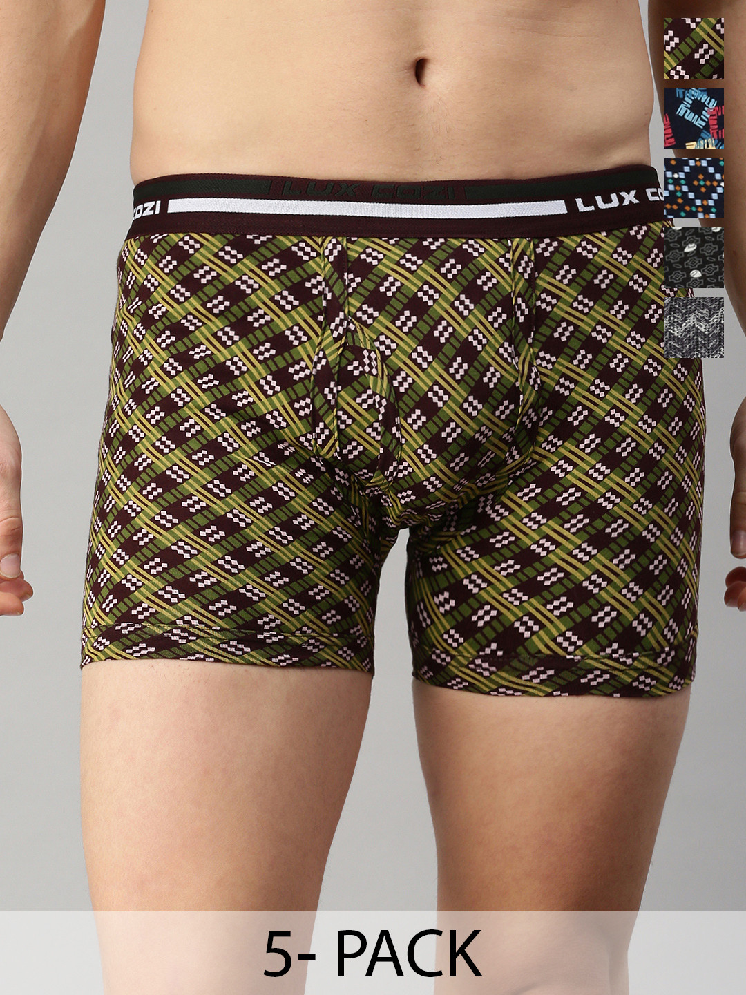 Lux Cozi Pack Of 5 Assorted Cotton Trunks COZI_BIGSHOT_LONGS_PRINT_OE_ASST_5PC