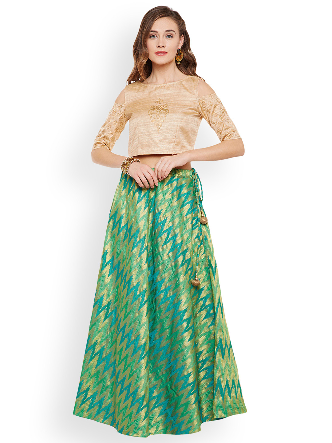 ikat lehenga material