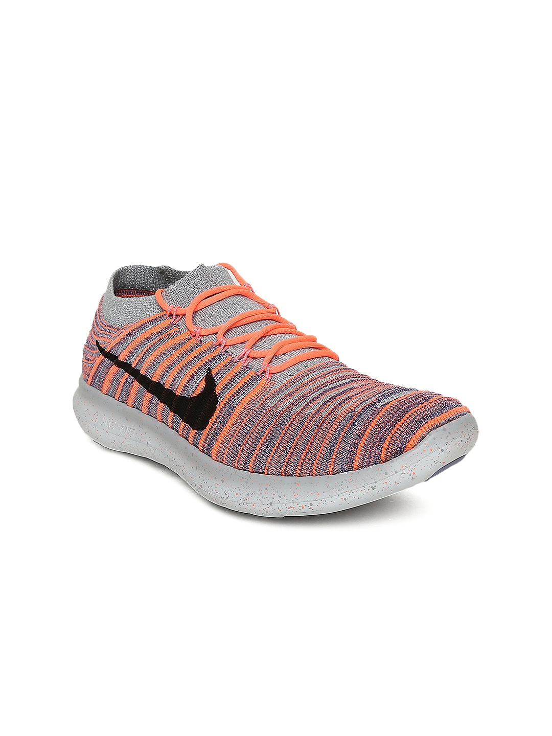 Nike Women Grey Orange FREE RN MOTION FLYKNIT Running Shoes