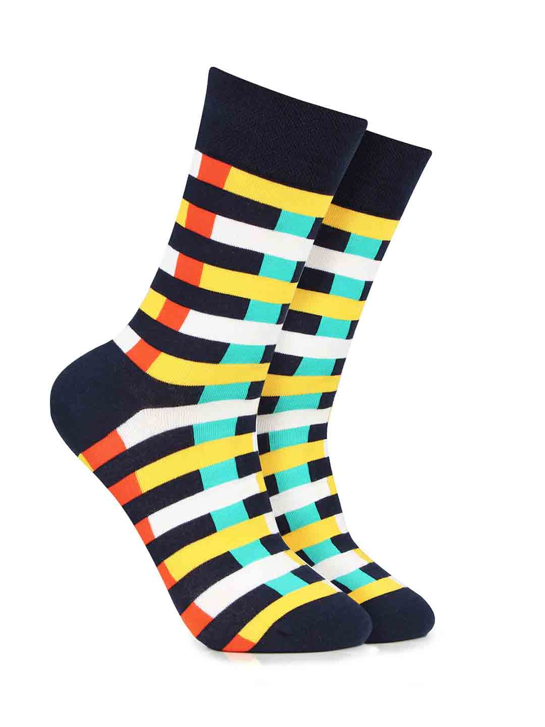Bonjour Men Patterned Calf Length Premium Socks