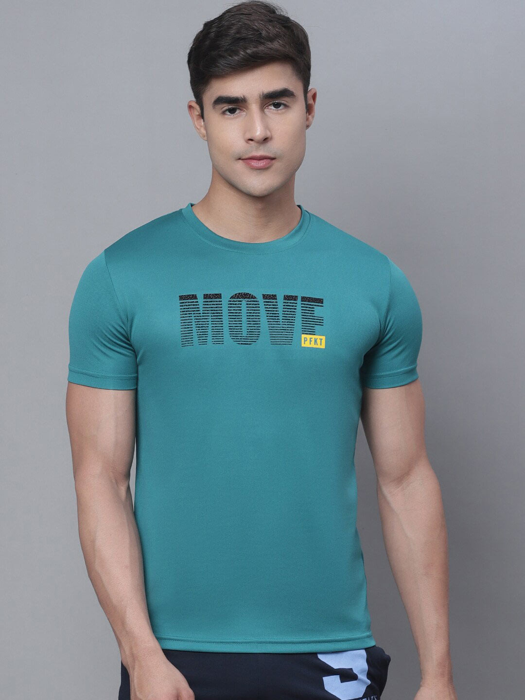 PERFKT-U Typography Printed Round Neck Short Sleeves Cotton T-shirt
