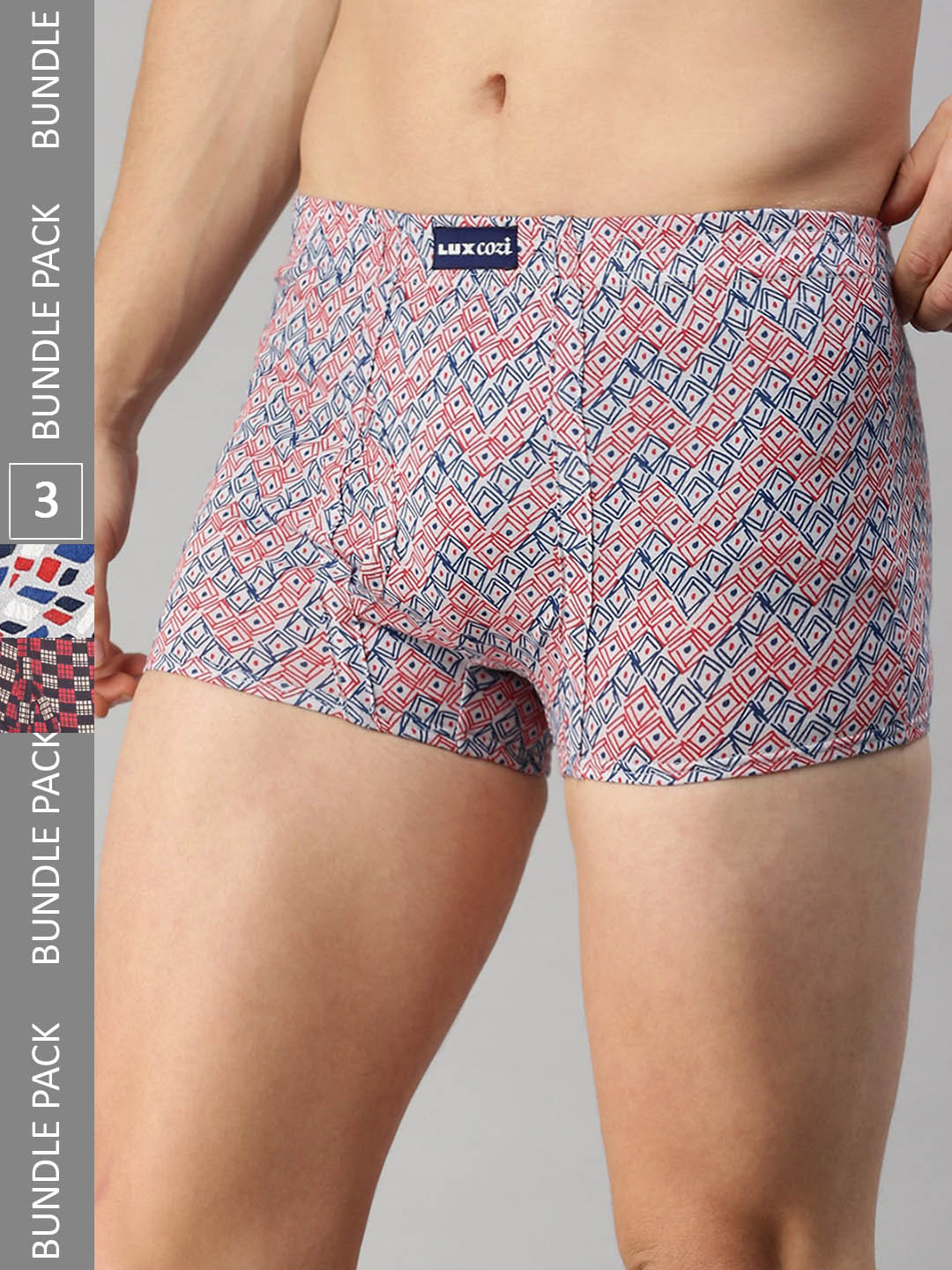 Lux Cozi Men Pack Of 3 Assorted Cotton Trunks COZI_BIGSHOT_SL_PRINT_IE_AST5_3PC