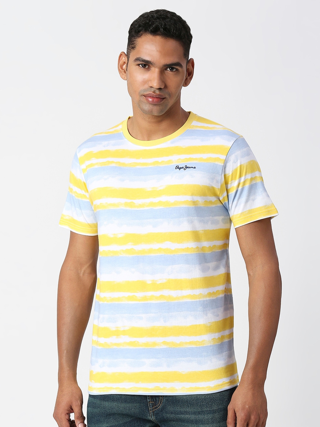 Buy Pepe Jeans Horizontal Striped Slim Fit Pure Cotton Casual T Shirt