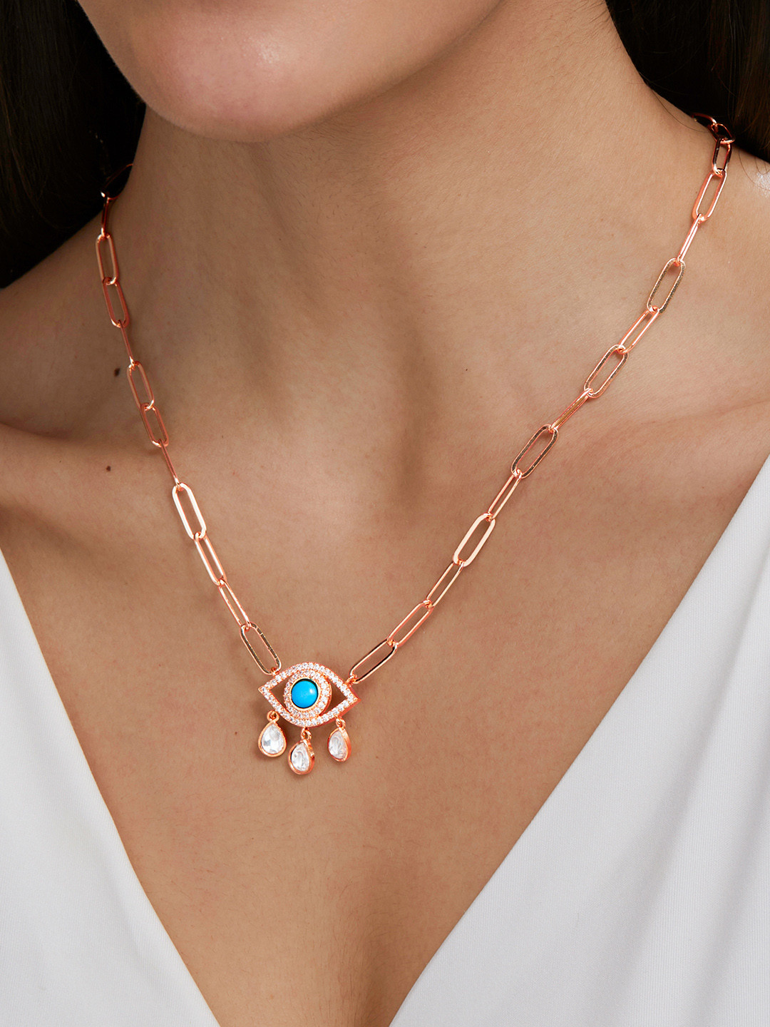 MINUTIAE Brass Rose Gold-Plated Bohemian Necklace