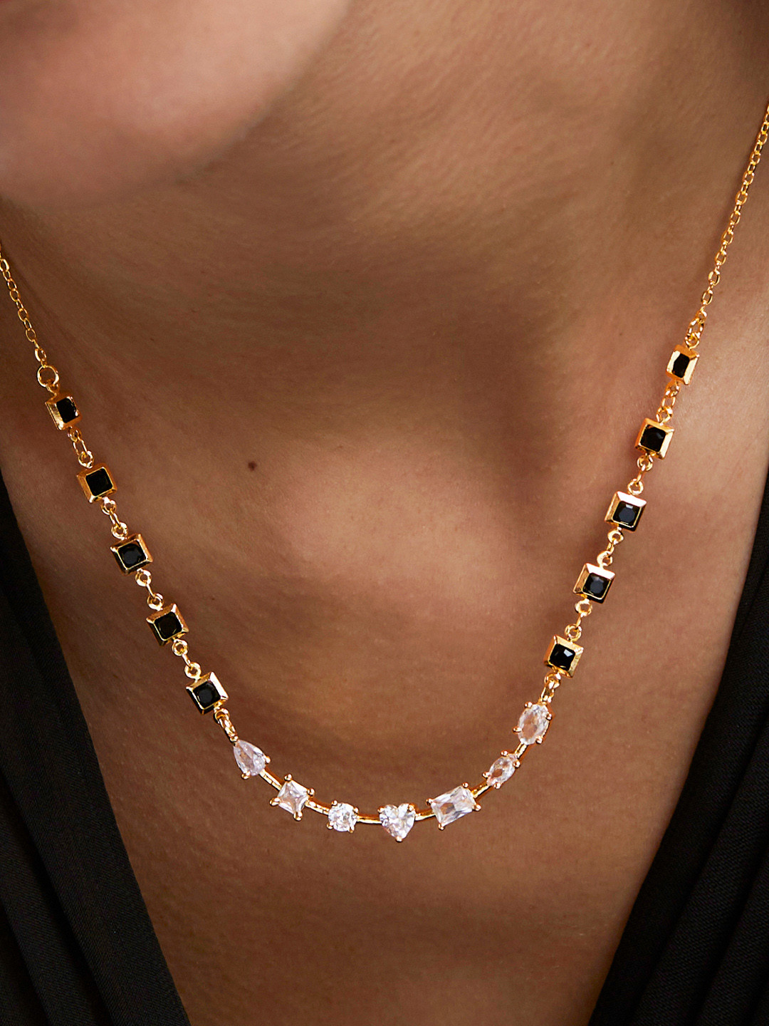 MINUTIAE Gold-Plated Diamond-Studded & Beaded Mangalsutra