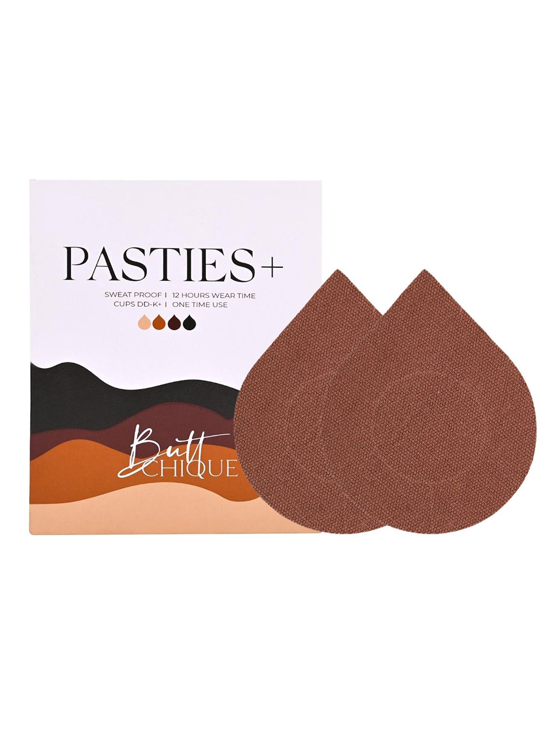 Butt-Chique Set Of 4 Tan Brown Solid Sweat Proof Cotton Nipple Pasties Plus