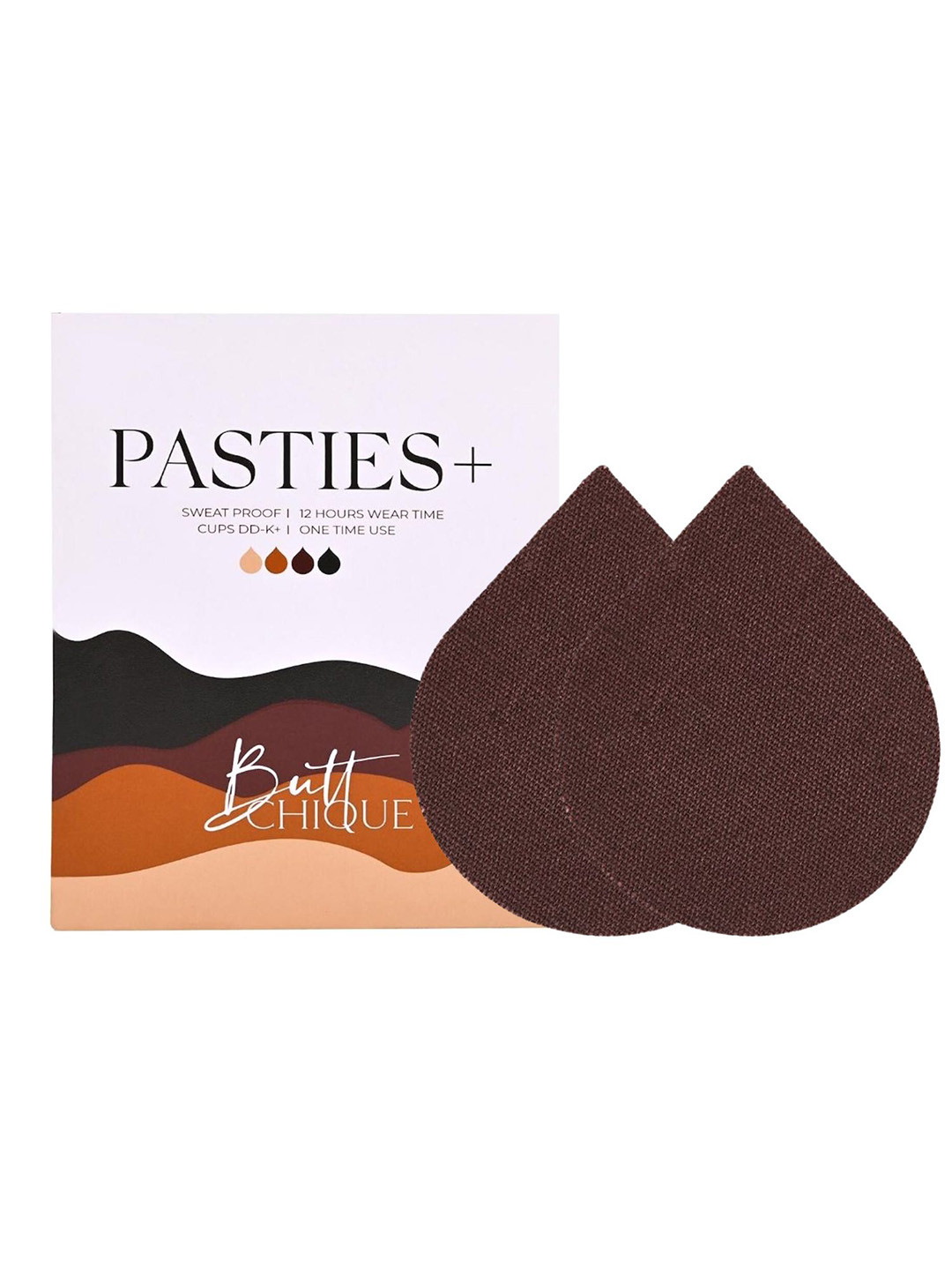 Butt-Chique Set Of 4 Brown Solid Sweat Proof Cotton Nipple Pasties Plus
