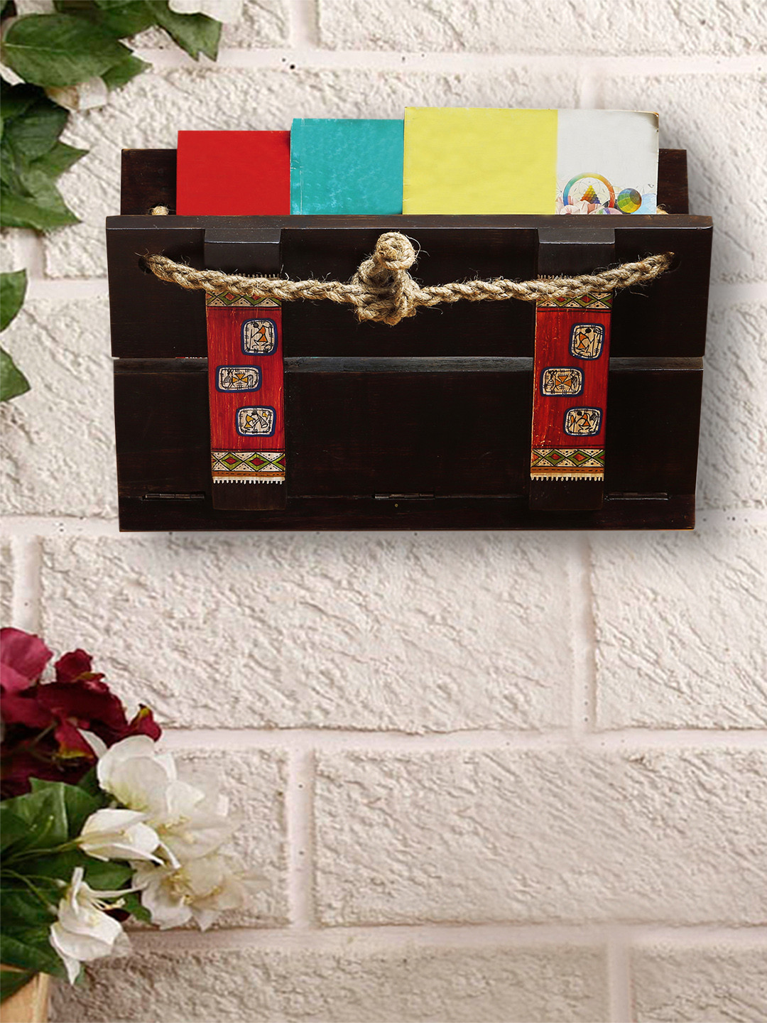 ExclusiveLane Brown Handcrafted Wooden Wall Magazine & Newspaper Holder