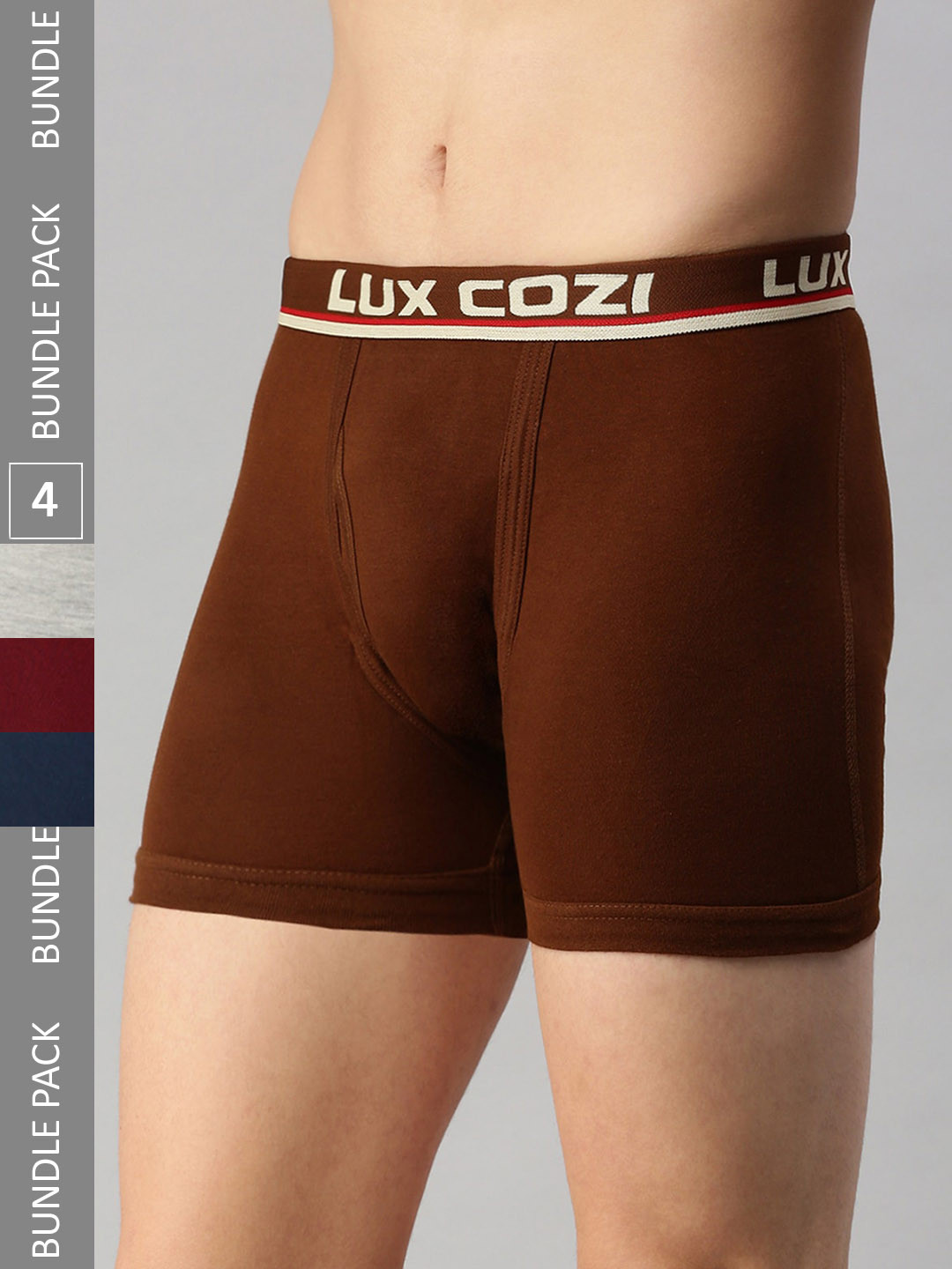 Lux Cozi Men Pack Of 4 Assorted Skin-friendly Label free comfort Long Cotton Trunk