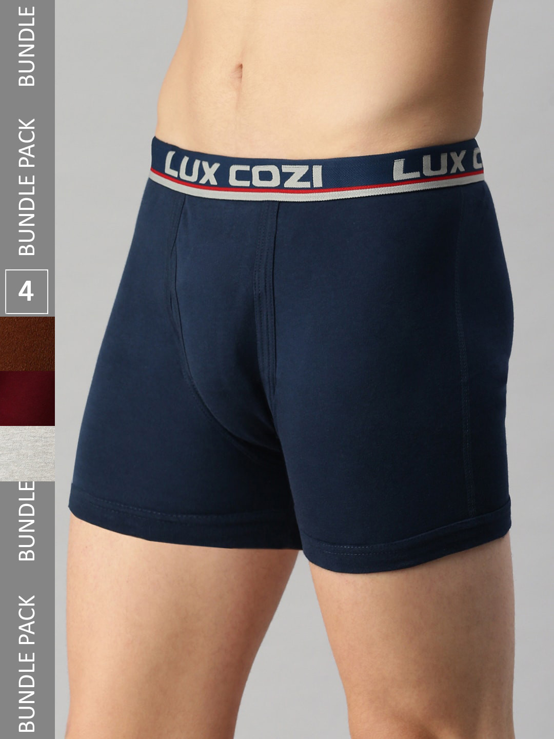 Lux Cozi Men Pack Of 4 Assorted Skin-friendly Label Free Comfort Long Cotton Trunk