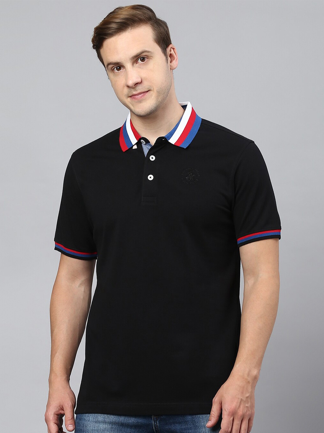 Polo Ralph Lauren Logo Printed Slim-Fit Cotton Polo T-Shirt (L) by Myntra