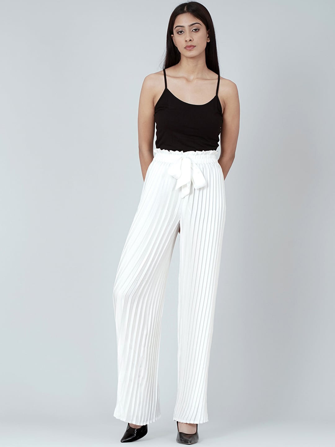 First Resort by Ramola Bachchan Women Relaxed Pleated Waist Tie-Up Palazzo