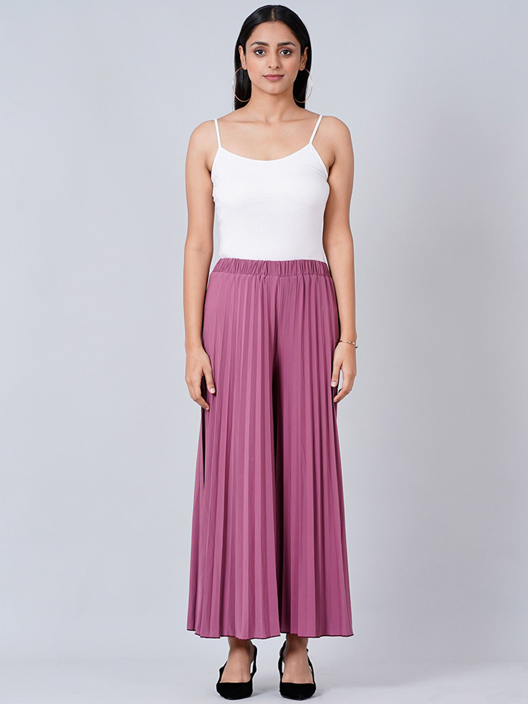 First Resort by Ramola Bachchan Women Mid-rise Wide Leg Pleated Palazzo