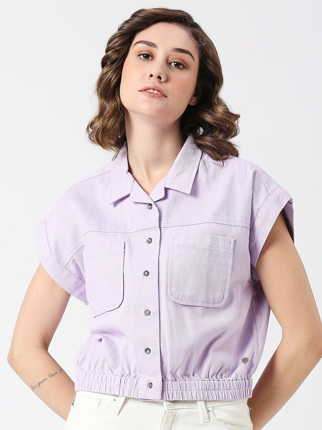 Pepe Jeans Cuban Collar Cap Sleeves Pure Cotton Casual Shirt