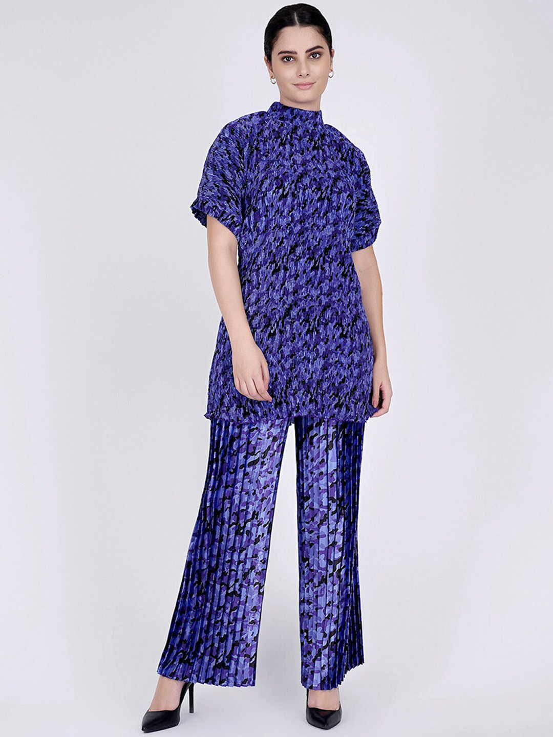 First Resort by Ramola Bachchan Camouflage Print Top And Knife Pleated Palazzo