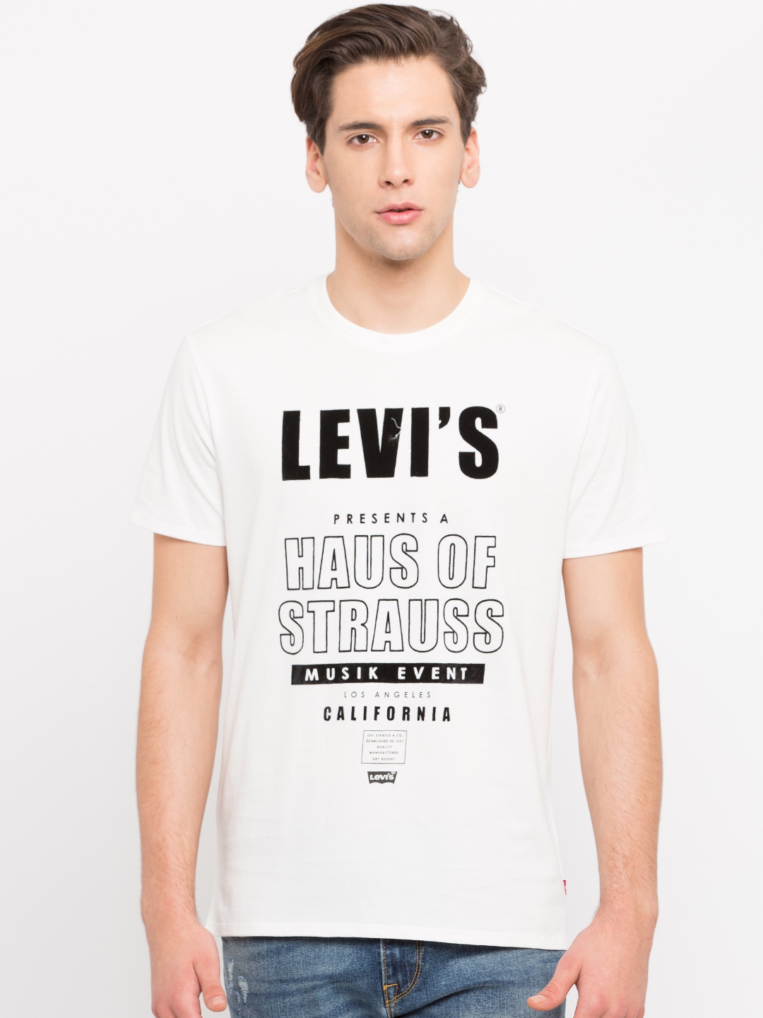 Buy Levis Men White Printed Round Neck Pure Cotton T Shirt - Tshirts for  Men 2265772 | Myntra