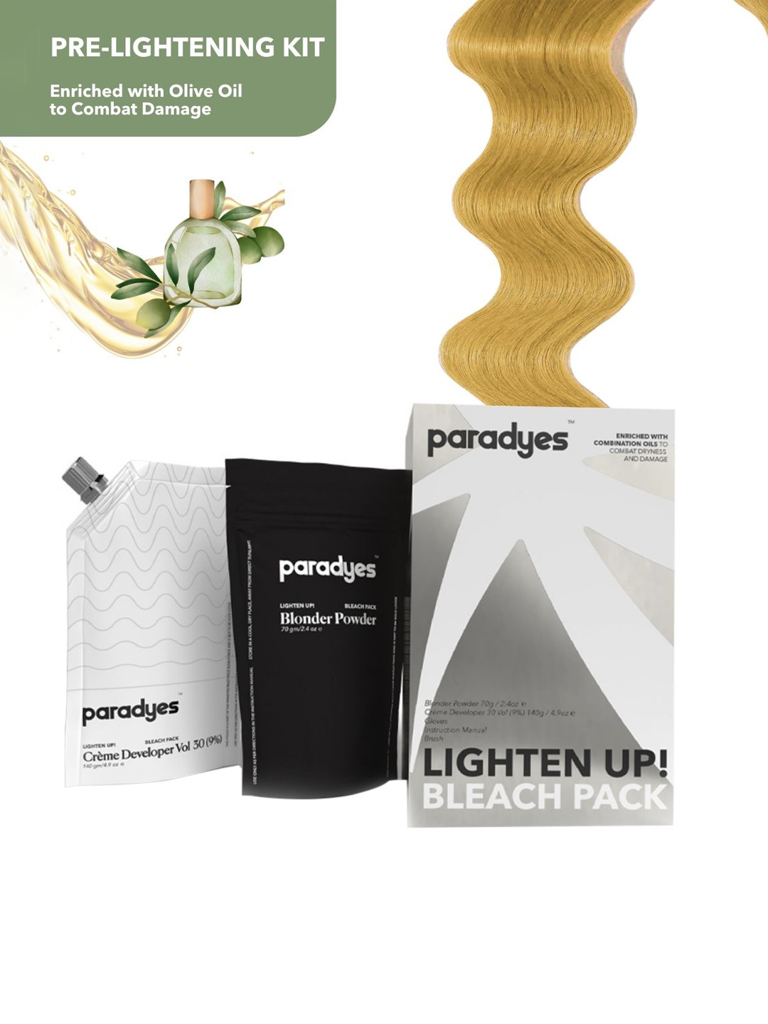 Paradyes Lighten Up Hair Bleach Pack - Developer 140g & Blonder Powder 70g