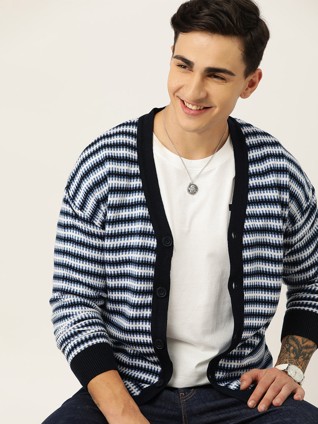 Mast & Harbour  Striped Cardigan