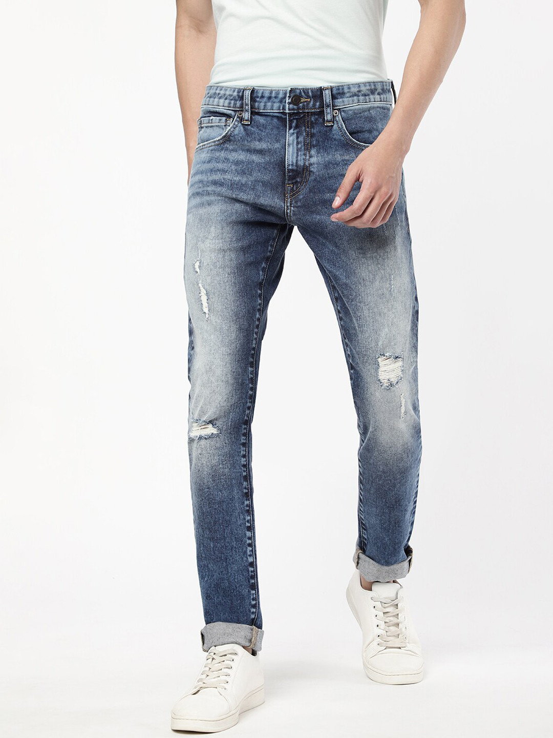 Passion Men Slim Fit Mildly Distressed Heavy Fade Stretchable Cotton Jeans