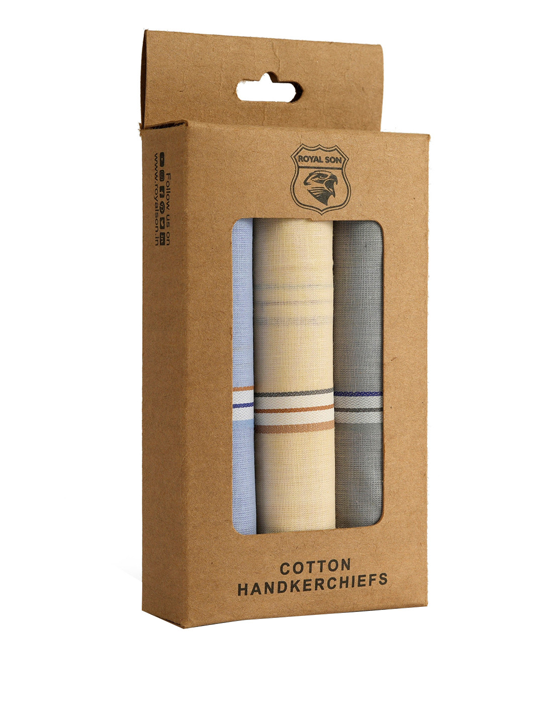 ROYAL SON Unisex 3 Striped Cotton Handkerchief