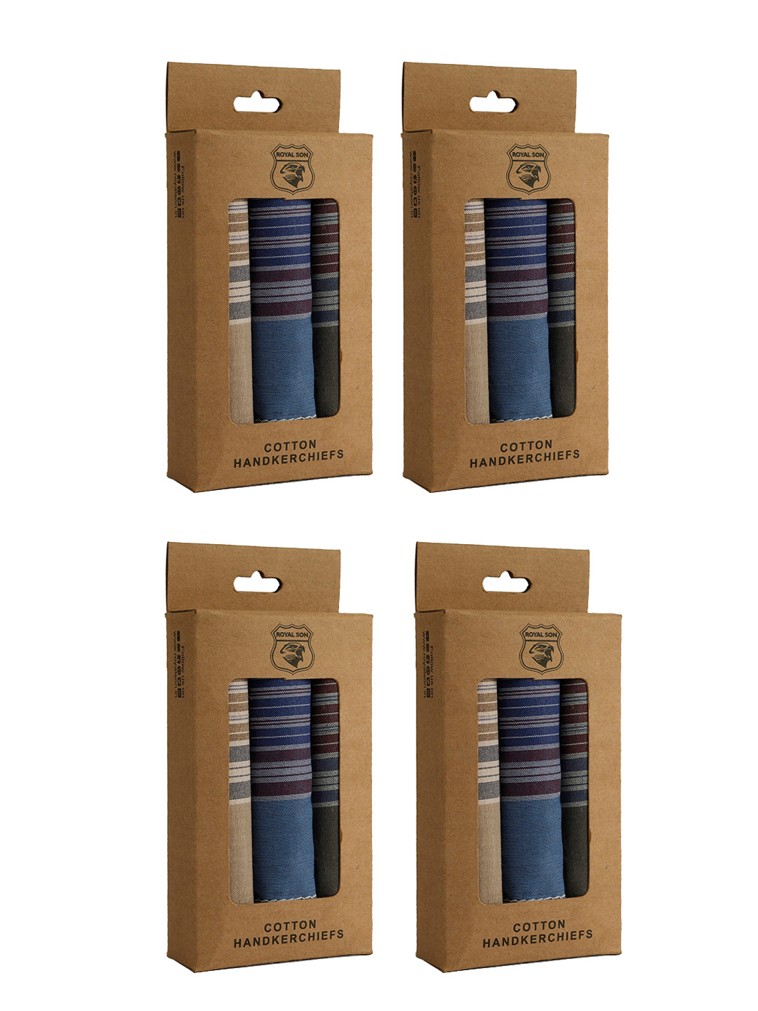 ROYAL SON Unisex Pack Of 12 Checked Cotton Handkerchief