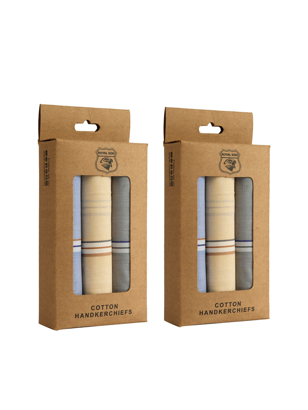ROYAL SON Unisex Pack Of 6 Striped Cotton Handkerchief