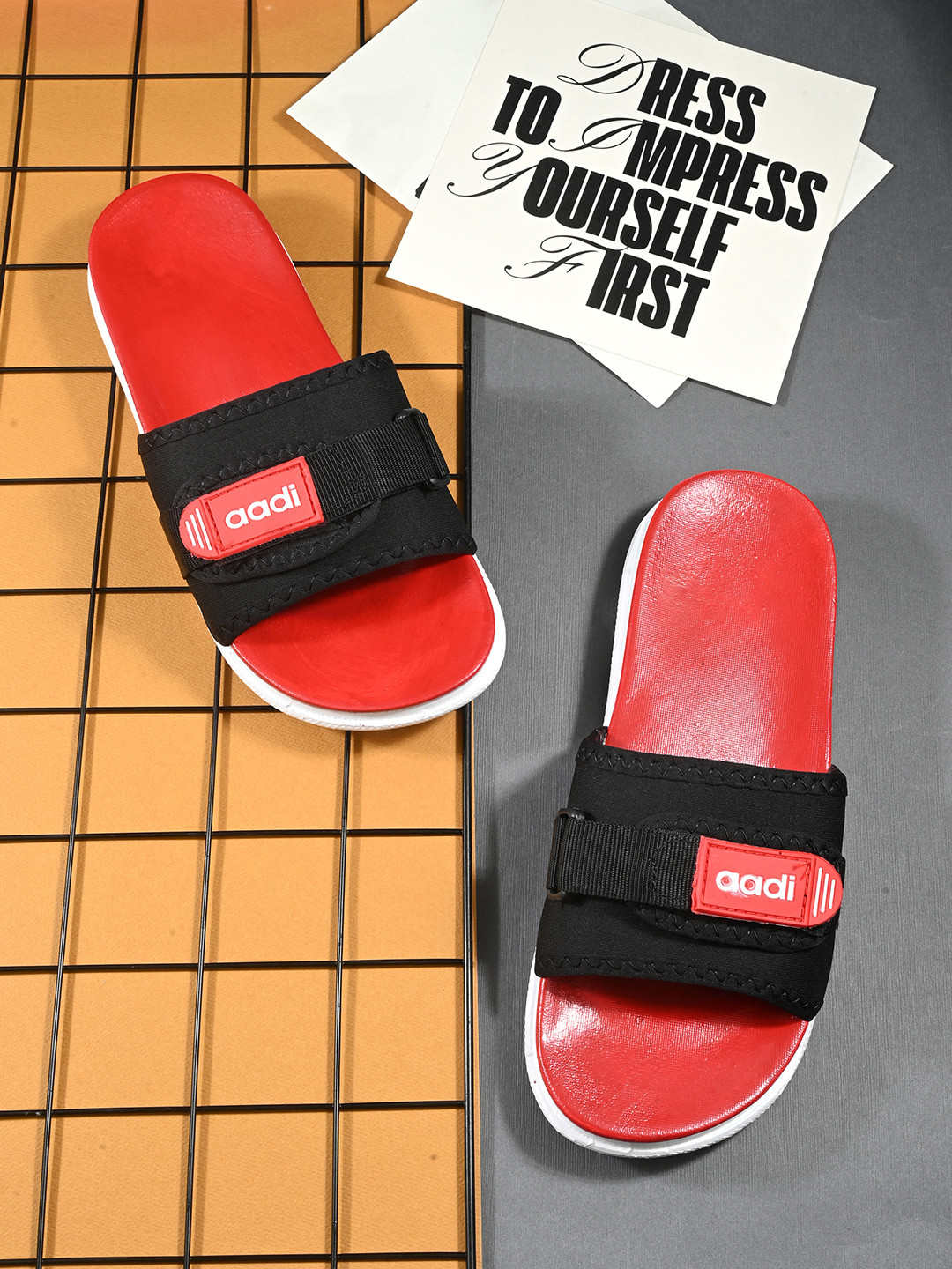 aadi Men Printed Slider Flip Flops