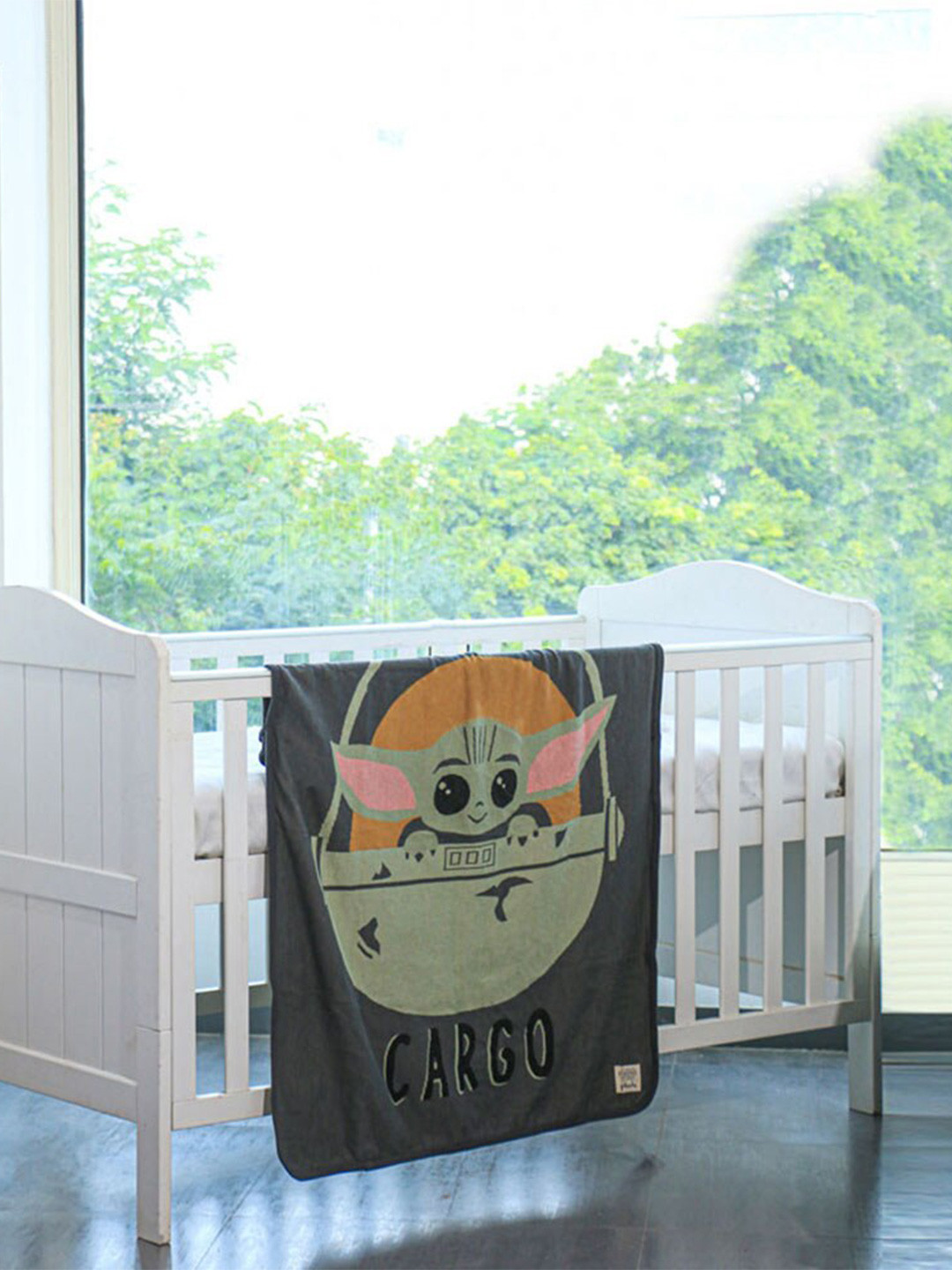 Pluchi Black & Grey AC Room Cotton 350 GSM Single Bed Blanket