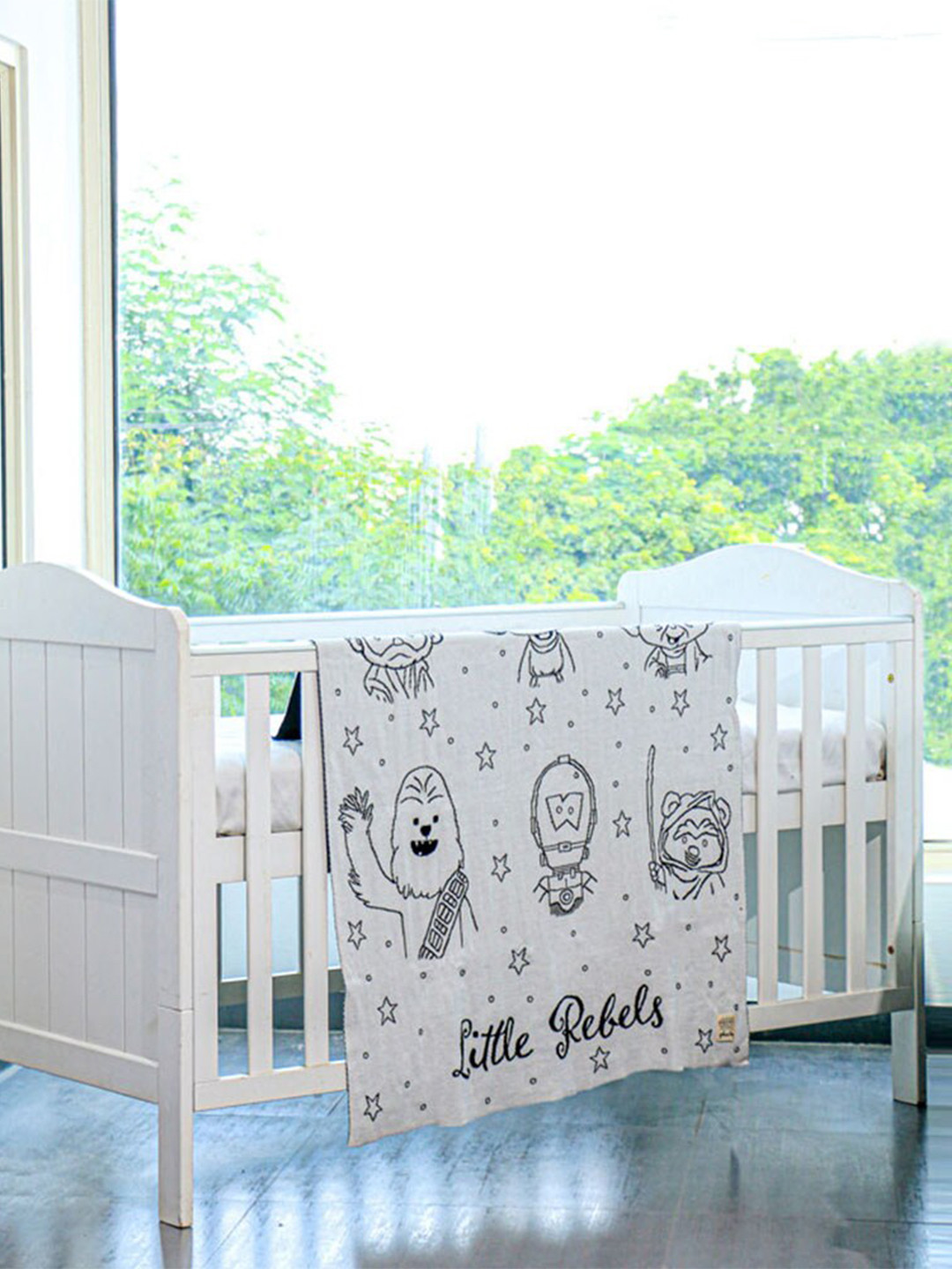 Pluchi Kids Off White Starwars Little Printed AC Room 350 GSM Cotton Single Bed Blanket