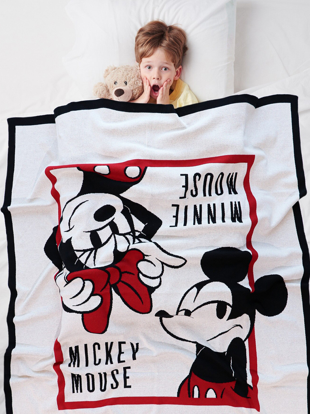 Pluchi White & Black AC Room Cotton 350 GSM Single Bed Blanket