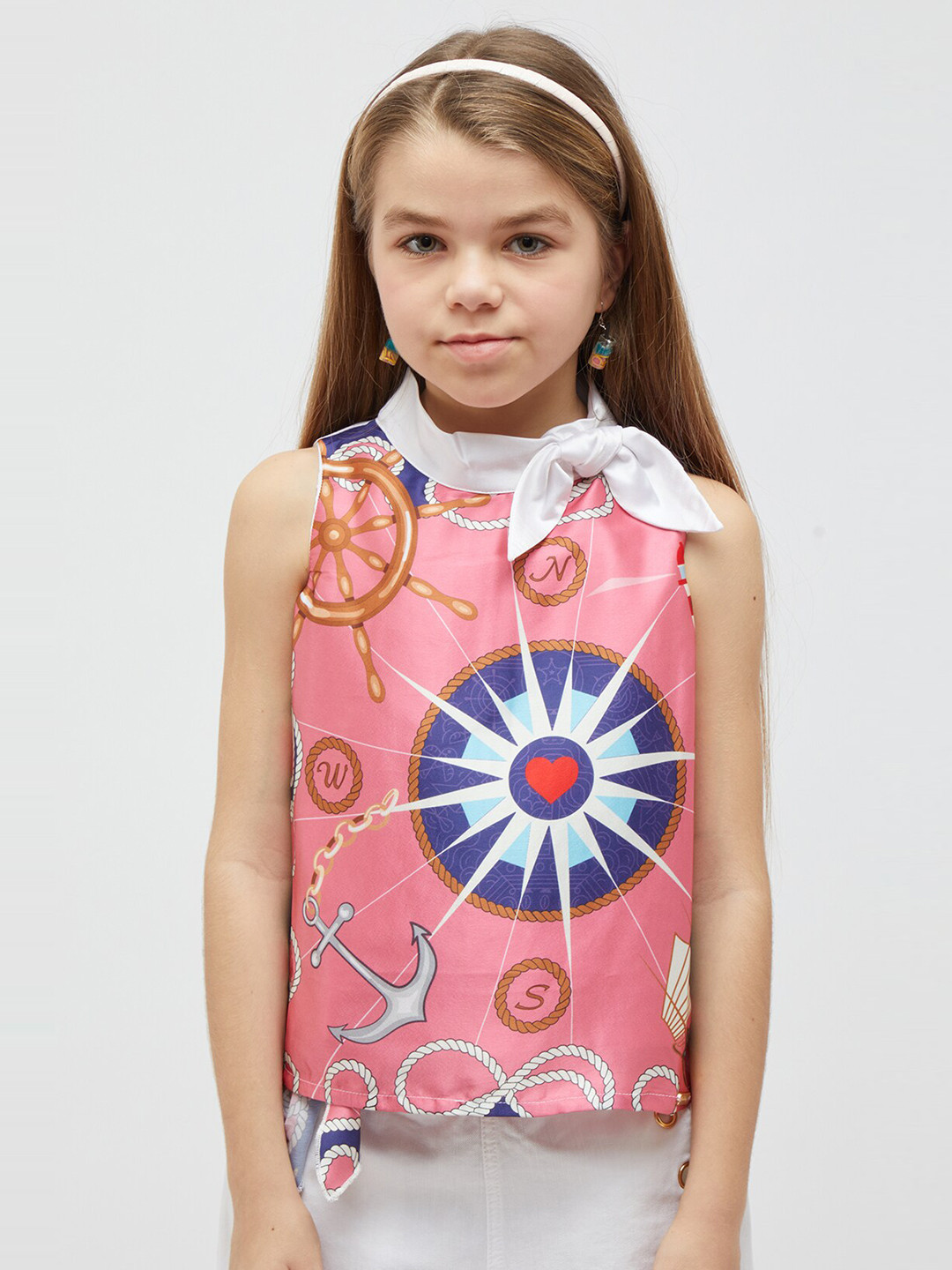 One Friday Tie-Up Sleeveless Conversational Printed Top