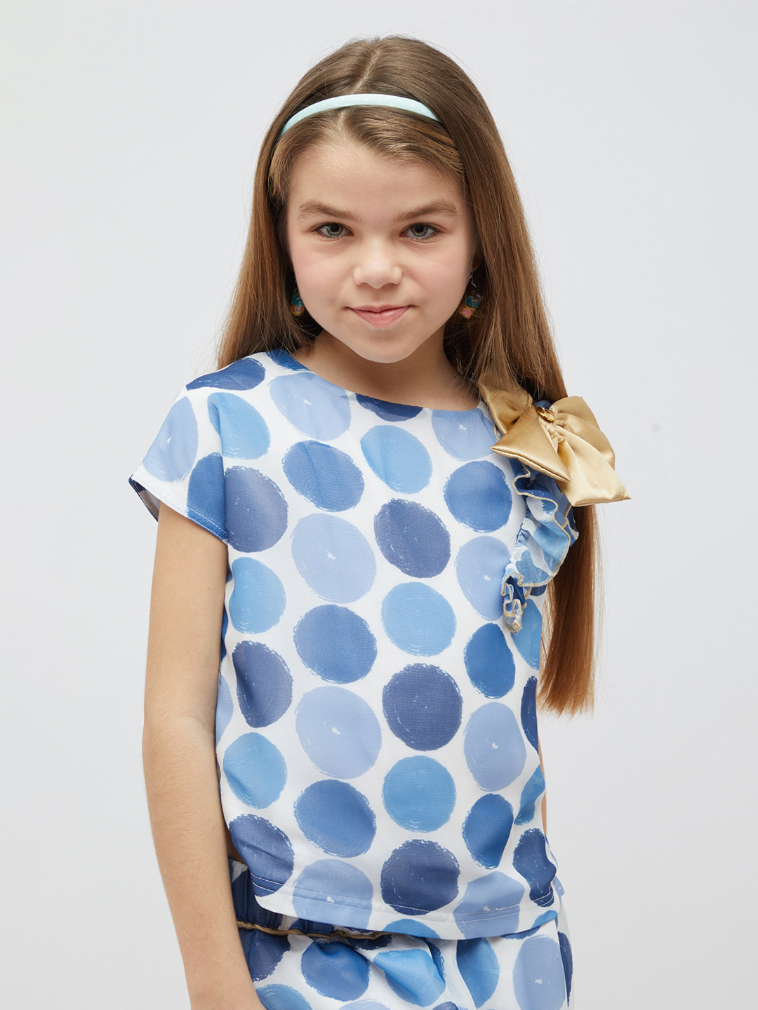 One Friday Bow Polka Dot Printed Top