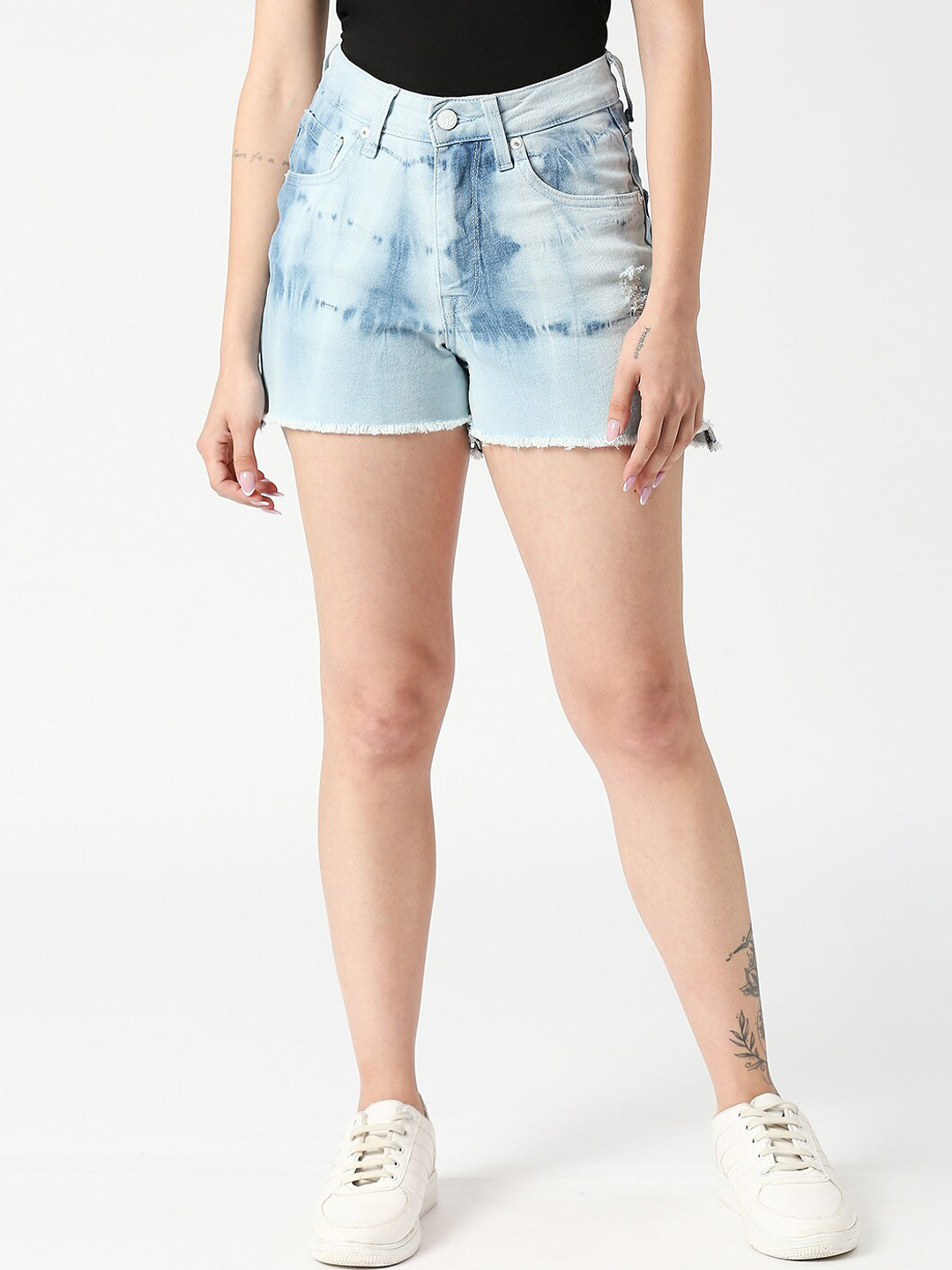 Pepe Jeans Women Washed High-Rise Denim Shorts