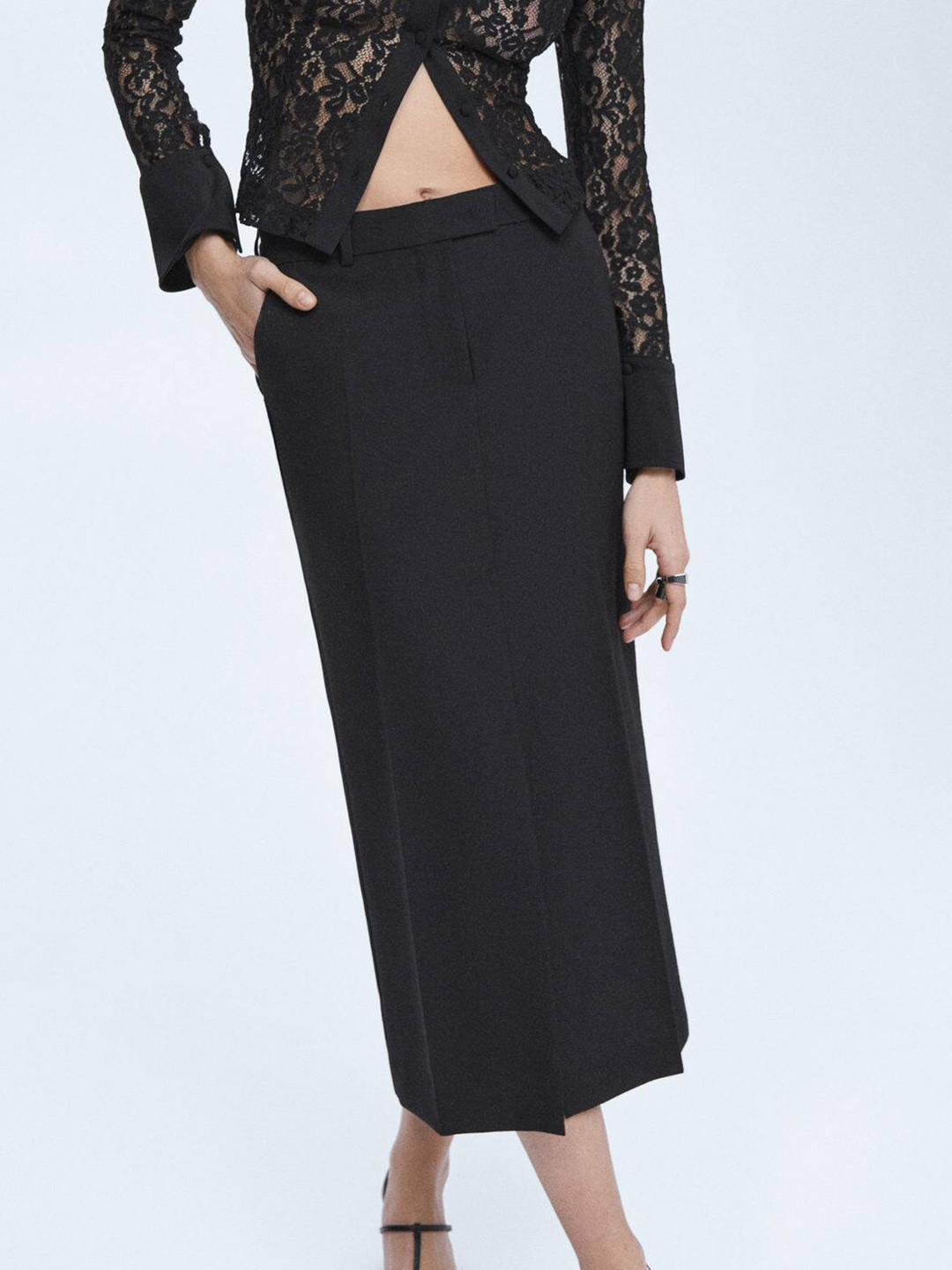 MANGO x Selection Solid Midi Pencil  Skirt