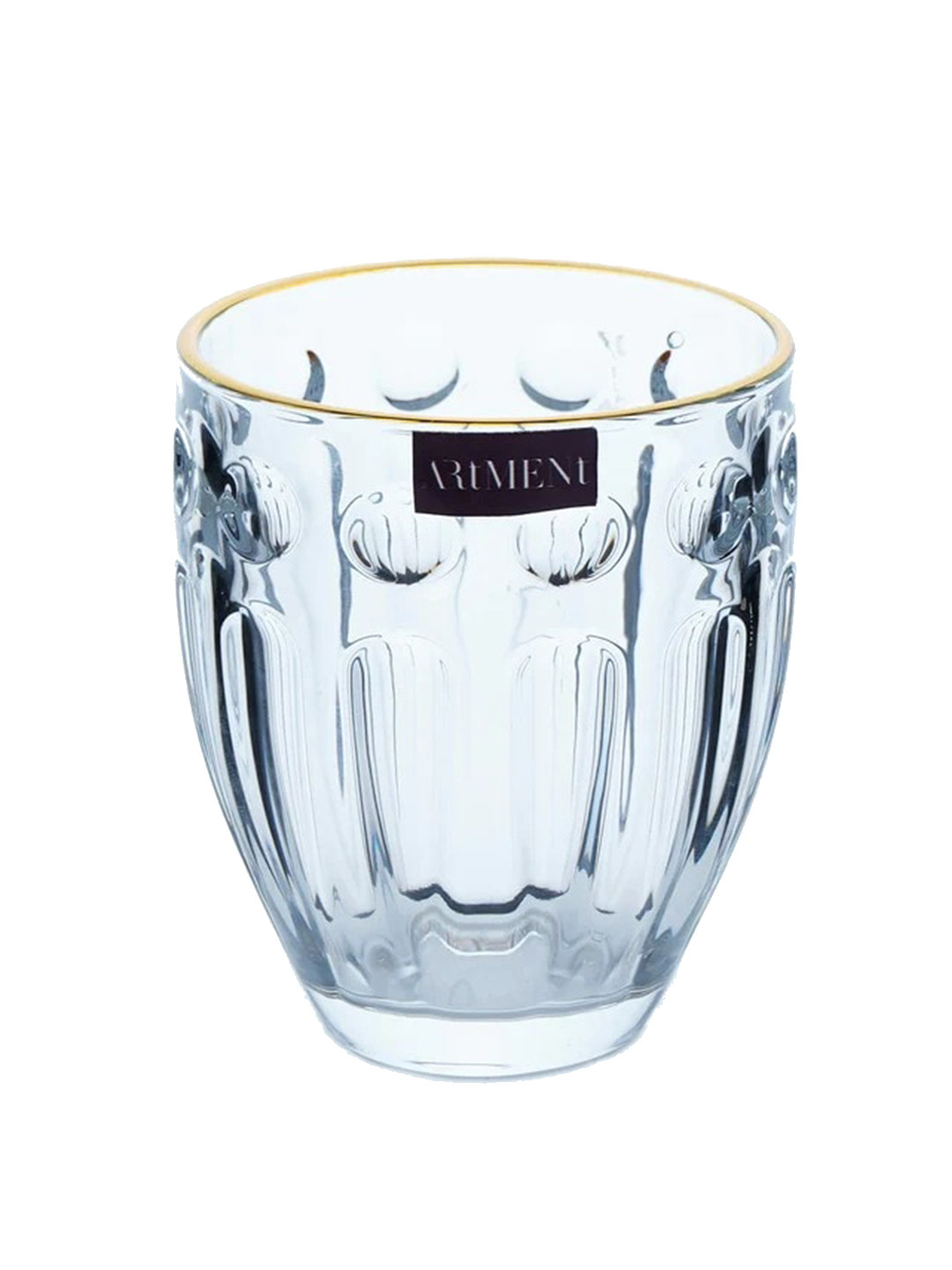 THE ARTMENT Transparent 4-Pieces Textured Whiskey Glasses 330 ml Each